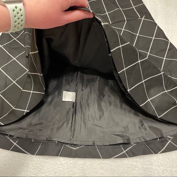 SOLD Halogen Black & White Checker A Line Skirt - Picture 2 of 7